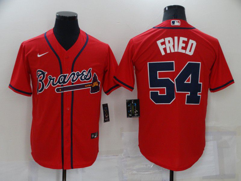 Men Atlanta Braves #54 Max Fried Red Game 2022 Nike MLB Jersey